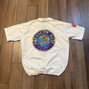 Vintage Palancar Reef Cozumel Mexico Collared‎ Shirt Men's Size Small 80s Beach